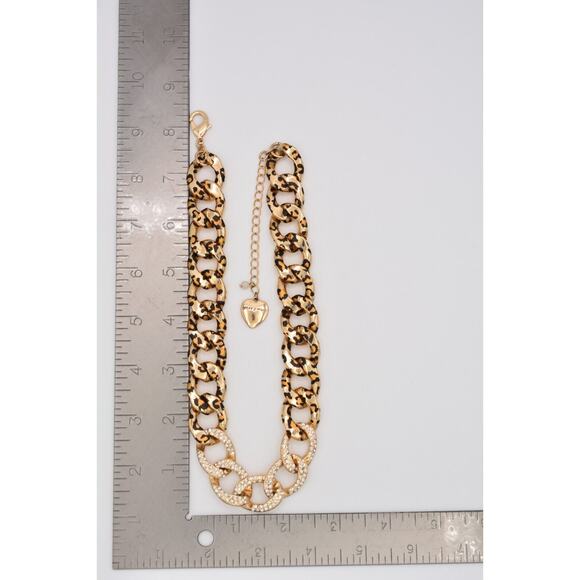 Betsey Johnson Crystal Leopard Necklace Chain Collar Gold Heavy Chunky BinAU - Picture 12 of 12